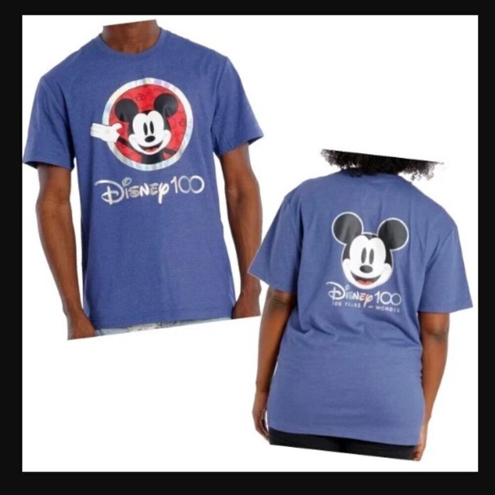 Disney 100th Anniversary Graphic Short Sleeve Blue Unisex T-Shirt XL NWOT